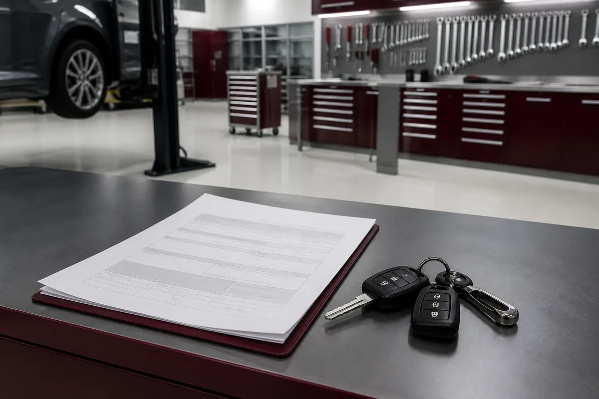 Contrat d&rsquo;achat automobile et clés posés sur un bureau